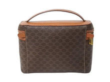 Load image into Gallery viewer, CELINE セリーヌ マカダム柄 ハンドバッグ バニティバック 化粧ポーチ ブラウン ゴールド金具 M94 美品 中古 4b002974