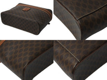 Load image into Gallery viewer, CELINE セリーヌ マカダム柄 ハンドバッグ バニティバック 化粧ポーチ ブラウン ゴールド金具 M94 美品 中古 4b002974