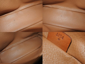 CELINE セリーヌ マカダム柄 ハンドバッグ バニティバック 化粧ポーチ ブラウン ゴールド金具 M94 美品 中古 4b002974