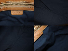 Load image into Gallery viewer, CELINE セリーヌ ハンドバッグ Cマカダム ロゴ金具 筒型 CE00/12 レザー スエード ネイビー ブラウン ゴールド金具 美品 中古 4b002977