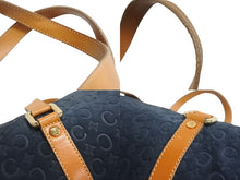 Load image into Gallery viewer, CELINE セリーヌ ハンドバッグ Cマカダム ロゴ金具 筒型 CE00/12 レザー スエード ネイビー ブラウン ゴールド金具 美品 中古 4b002977