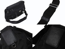 Load image into Gallery viewer, PRADA プラダ VERA トライアングルロゴ ショルダーバッグ メッセンジャーバッグ ナイロン レザー ブラック シルバー金具 美品 中古 4b002978