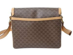 CELINE セリーヌ ショルダーバッグ ヴィンテージマカダム柄 M12 ブラウン ゴールド金具 PVC レザー 美品 中古 4b002979