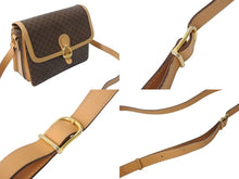 Load image into Gallery viewer, CELINE セリーヌ ショルダーバッグ ヴィンテージマカダム柄 M12 ブラウン ゴールド金具 PVC レザー 美品 中古 4b002979