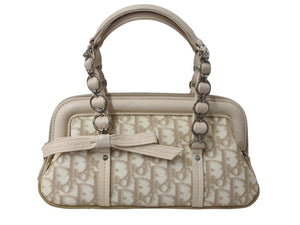 Christian Dior クリスチャンディオール ハンドバッグ ロマンティック トロッター柄 LCP44873M102 コーティングキャンバス レザー ベージュ 美品 中古 4b002980