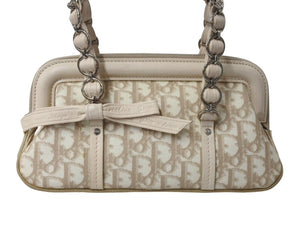 Christian Dior クリスチャンディオール ハンドバッグ ロマンティック トロッター柄 LCP44873M102 コーティングキャンバス レザー ベージュ 美品 中古 4b002980