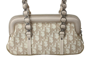 Christian Dior クリスチャンディオール ハンドバッグ ロマンティック トロッター柄 LCP44873M102 コーティングキャンバス レザー ベージュ 美品 中古 4b002980