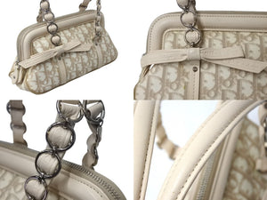 Christian Dior クリスチャンディオール ハンドバッグ ロマンティック トロッター柄 LCP44873M102 コーティングキャンバス レザー ベージュ 美品 中古 4b002980