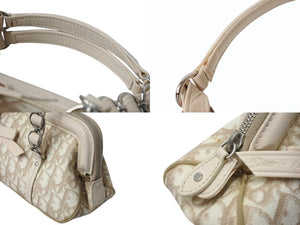 Christian Dior クリスチャンディオール ハンドバッグ ロマンティック トロッター柄 LCP44873M102 コーティングキャンバス レザー ベージュ 美品 中古 4b002980