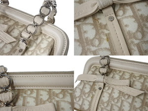 Christian Dior クリスチャンディオール ハンドバッグ ロマンティック トロッター柄 LCP44873M102 コーティングキャンバス レザー ベージュ 美品 中古 4b002980