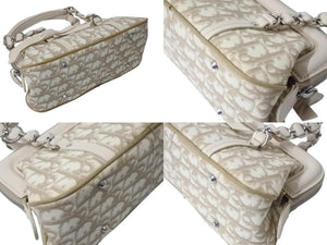 Christian Dior クリスチャンディオール ハンドバッグ ロマンティック トロッター柄 LCP44873M102 コーティングキャンバス レザー ベージュ 美品 中古 4b002980