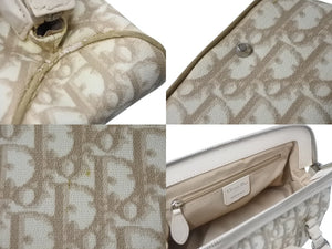 Christian Dior クリスチャンディオール ハンドバッグ ロマンティック トロッター柄 LCP44873M102 コーティングキャンバス レザー ベージュ 美品 中古 4b002980