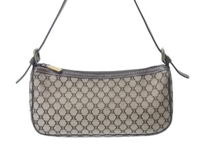 極美品 CELINE セリーヌ ワンショルダーバッグ ハンドバッグ マカダム柄 CE00/23 イタリア製 キャンバス レザー ゴールド金具 美品 中古 4b002983