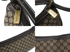極美品 CELINE セリーヌ ワンショルダーバッグ ハンドバッグ マカダム柄 CE00/23 イタリア製 キャンバス レザー ゴールド金具 美品 中古 4b002983