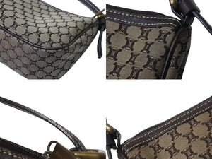 極美品 CELINE セリーヌ ワンショルダーバッグ ハンドバッグ マカダム柄 CE00/23 イタリア製 キャンバス レザー ゴールド金具 美品 中古 4b002983