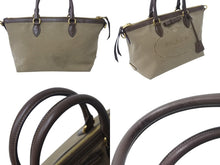 画像をギャラリービューアに読み込む, PRADA プラダ ロゴ ジャガード トートバッグ ハンドバッグ 1BA104 トライアングル カーキベージュ ブラック 美品 ロゴ 中古 4b002984 