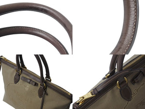 PRADA プラダ ロゴ ジャガード トートバッグ ハンドバッグ 1BA104 トライアングル カーキベージュ ブラック 美品 ロゴ 中古 4b002984 