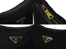 Load image into Gallery viewer, PRADA プラダ ショルダーバッグ トライアングルロゴ ナイロン レザー ブラック ゴールド金具 美品 中古 4b002985