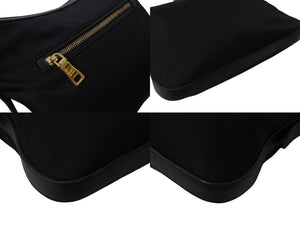 PRADA プラダ ショルダーバッグ トライアングルロゴ ナイロン レザー ブラック ゴールド金具 美品 中古 4b002985