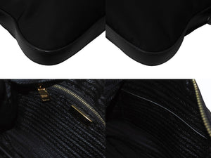 PRADA プラダ ショルダーバッグ トライアングルロゴ ナイロン レザー ブラック ゴールド金具 美品 中古 4b002985
