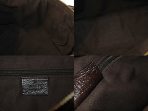 GUCCI グッチ ハンドバッグ 141471 ブラウン ベージュ GGスプリームキャンバス レザー ゴールド金具 美品 中古 4b002987
