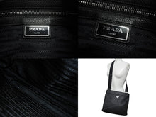 Load image into Gallery viewer, PRADA プラダ ショルダーバッグ クロスボディバッグ トライアングルロゴ VA1034 レザー ブラック シルバー金具 美品 中古 4b002989