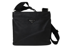 Load image into Gallery viewer, PRADA プラダ ショルダーバッグ クロスボディバッグ トライアングルロゴ VA1034 レザー ブラック シルバー金具 美品 中古 4b002989