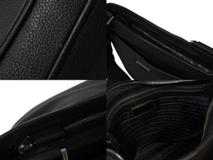 PRADA プラダ ショルダーバッグ クロスボディバッグ トライアングルロゴ VA1034 レザー ブラック シルバー金具 美品 中古 4b002989