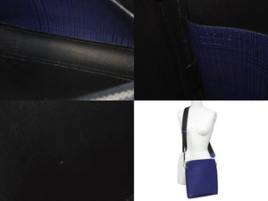 極美品 LOEWE ロエベ ショルダーバッグ メッセンジャーバッグ ゴヤレポーター 316.60.P63 カーフ アナグラム ブルー シルバー金具 中古 4b002994