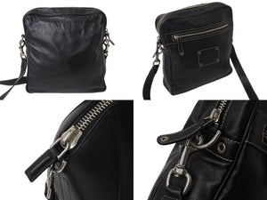 GUCCI グッチ ショルダーバッグ メッセンジャーバッグ クレスト 201451 レザー ブラック シルバー金具 美品 中古 4b002995