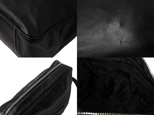 GUCCI グッチ ショルダーバッグ メッセンジャーバッグ クレスト 201451 レザー ブラック シルバー金具 美品 中古 4b002995