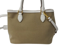Load image into Gallery viewer, 極美品 PRADA プラダ ハンドバッグ ショルダーバッグ 2way 1BA172 キャンバス レザー ホワイト ベージュ ゴールド金具 中古 4b002997