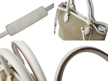 Load image into Gallery viewer, 極美品 PRADA プラダ ハンドバッグ ショルダーバッグ 2way 1BA172 キャンバス レザー ホワイト ベージュ ゴールド金具 中古 4b002997