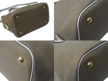 Load image into Gallery viewer, 極美品 PRADA プラダ ハンドバッグ ショルダーバッグ 2way 1BA172 キャンバス レザー ホワイト ベージュ ゴールド金具 中古 4b002997