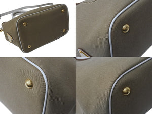 極美品 PRADA プラダ ハンドバッグ ショルダーバッグ 2way 1BA172 キャンバス レザー ホワイト ベージュ ゴールド金具 中古 4b002997