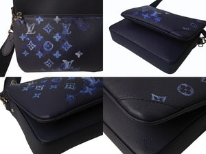 新品同様 LOUIS VUITTON ルイヴィトン モノグラム ウォーターカラー トリオ メッセンジャー ショルダーバッグ M57840 ブルー 中古 4b002998