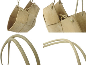 BOTTEGAVENETA ボッテガヴェネタ ハンドバッグ ショルダーバッグ 2way イントレチャート ナッパレザー ケーンシュガー 美品 中古 4b002999