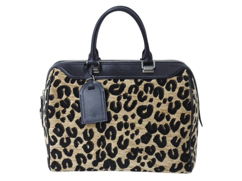 LOUIS VUITTON ルイヴィトン ハンドバッグ スピーディー30 M97396 2012年限定品 レザー ジャガード レオパード ベージュ 美品 中古 4b003006