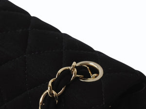 CHANEL シャネル ミニマトラッセ シングルフラップ シングルチェーン 19番台 コットンジャージー ブラック ゴールド金具 美品 中古 4b003011