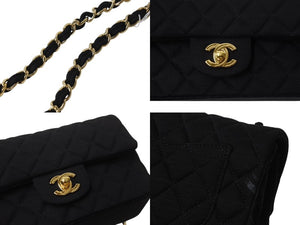 CHANEL シャネル ミニマトラッセ シングルフラップ シングルチェーン 19番台 コットンジャージー ブラック ゴールド金具 美品 中古 4b003011