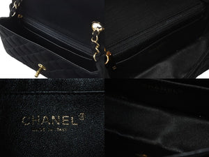 CHANEL シャネル ミニマトラッセ シングルフラップ シングルチェーン 19番台 コットンジャージー ブラック ゴールド金具 美品 中古 4b003011