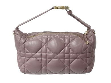 CHRISTIAN DIOR クリスチャンディオール カナージュ ノマドポーチ ミディアム 2WAY ハンド ショルダー バッグ レザー ピンク 美品 中古 4b003020