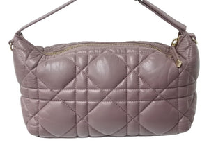 CHRISTIAN DIOR クリスチャンディオール カナージュ ノマドポーチ ミディアム 2WAY ハンド ショルダー バッグ レザー ピンク 美品 中古 4b003020