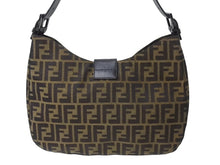 Load image into Gallery viewer, FENDI フェンディ マンマバケット ホーボー ワンショルダーバッグ 8BR036 ズッカ柄 キャンバス レザー ブラウン 美品 中古 4b003022