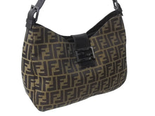 Load image into Gallery viewer, FENDI フェンディ マンマバケット ホーボー ワンショルダーバッグ 8BR036 ズッカ柄 キャンバス レザー ブラウン 美品 中古 4b003022