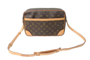 LOUIS VUITTON ルイヴィトン モノグラム トロカデロ27 ショルダーバッグ M51274 PVC ヌメ革 ブラウン ゴールド金具 美品 中古 4b003024