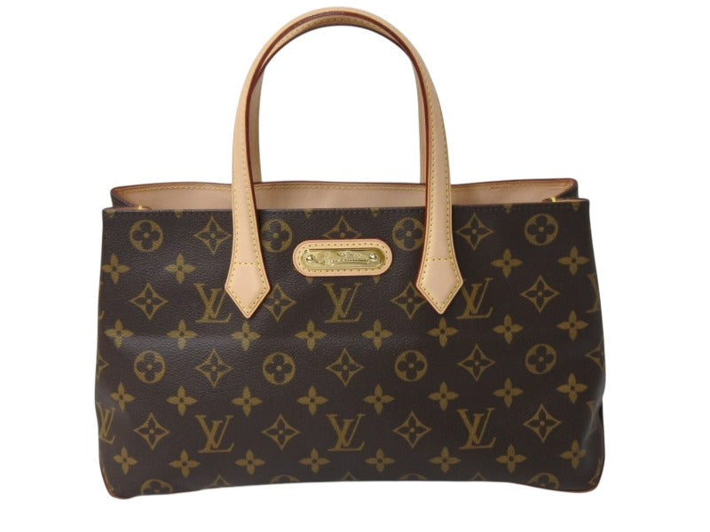 新品同様 LOUIS VUITTON ルイヴィトン ウィルシャー PM ハンドバッグ モノグラム M40595 ブラウン ゴールド金具 中古 4b003025