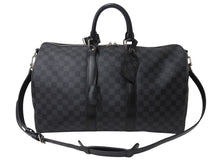Load image into Gallery viewer, 極美品 LOUISVUITTON ルイヴィトン キーポルバンドリエール45 ボストンバッグ N41418 ダミエグラフィット ブラック 中古 4b003027