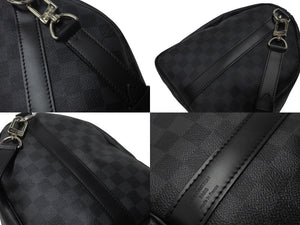極美品 LOUISVUITTON ルイヴィトン キーポルバンドリエール45 ボストンバッグ N41418 ダミエグラフィット ブラック 中古 4b003027