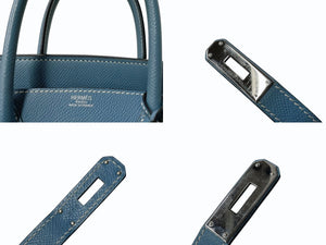 極美品 エルメス HERMES オータクロア 28 ハンドバッグ エプソン ブルージーン シルバー金具 口J刻印 中古 4b003028